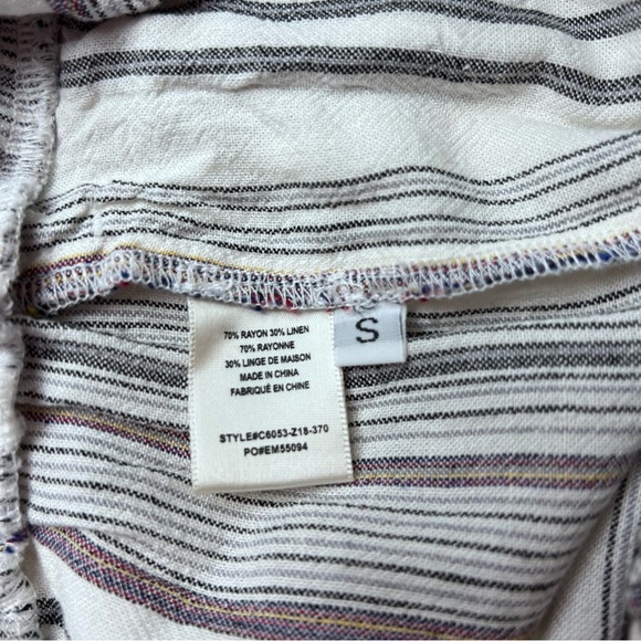 Cloth & STONE ANTHROPOLOGIE striped linen strapless cropped wide-leg jumpsuit S - Picture 10 of 10